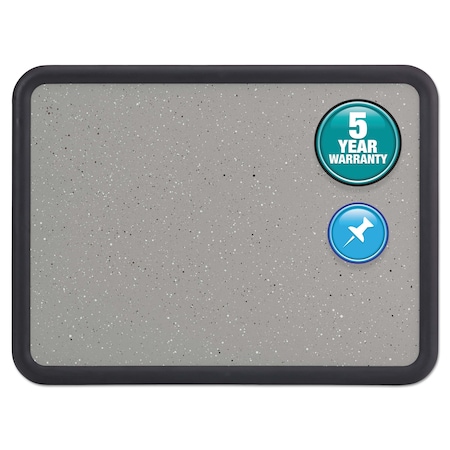 Quartet Granite Gray Tack Board 36"x24", Black 699370